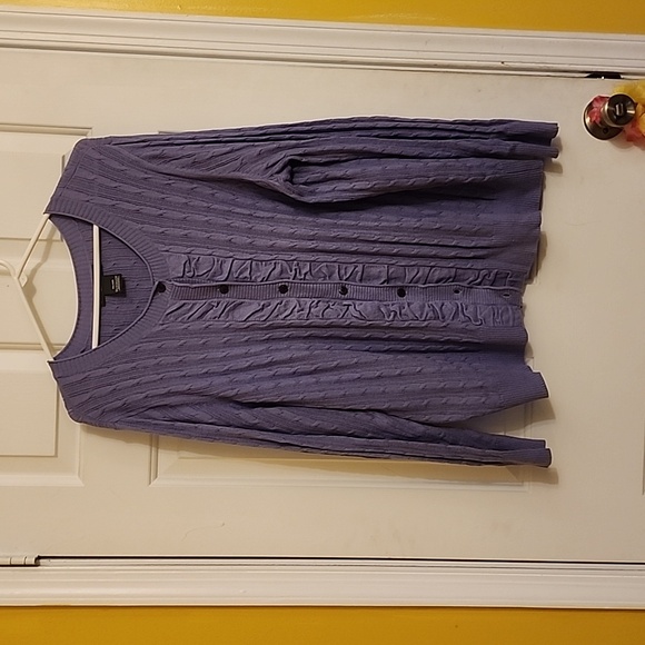 Eddie Bauer Scoop Neck Cable Knit Cardigan Sweater - Picture 2 of 8